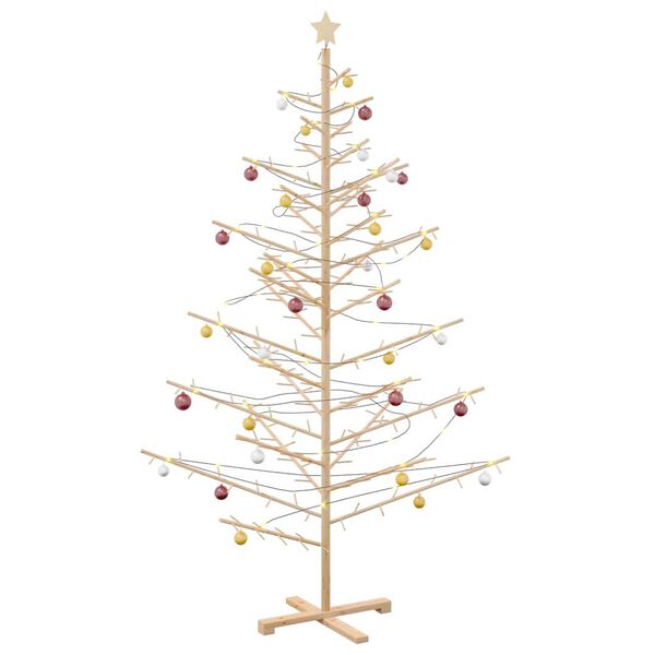 vidaXL Wooden Christmas Tree with Stand Natural 210 cm Solid pine wood