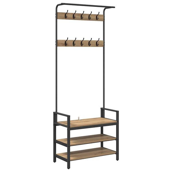 vidaXL Coat Rack Artisan Oak 75 x 34 x 184 cm Engineered wood