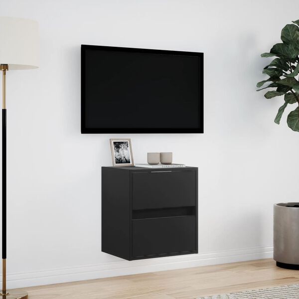 vidaXL TV Wall Cabinet with LED Lights Black 41x31x45 cm