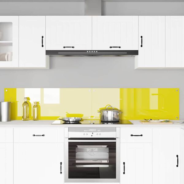 vidaXL Kitchen Backsplash 2 pcs Yellow 110 x 40 cm Tempered Glass