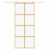 vidaXL Sliding Door Gold 90x205 cm Clear ESG Glass and Aluminium
