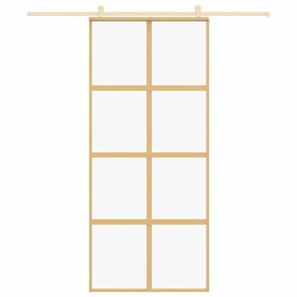 vidaXL Sliding Door Gold 90x205 cm Clear ESG Glass and Aluminium
