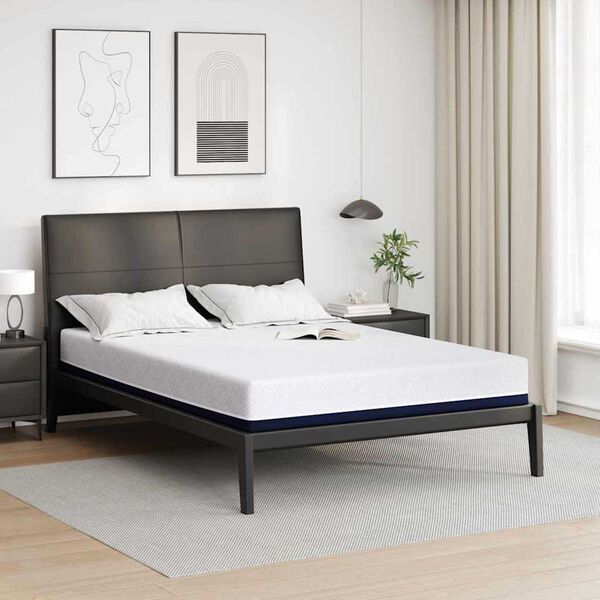 vidaXL Mattress White and Blue 160 x 200 cm Gel Memory Foam