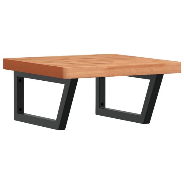 vidaXL Basin Shelf Wall Mounted Steel and Solid Wood Beech