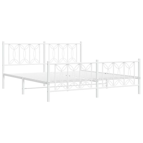 vidaXL Metal Bed Frame without Mattress with Footboard White 183x213cm