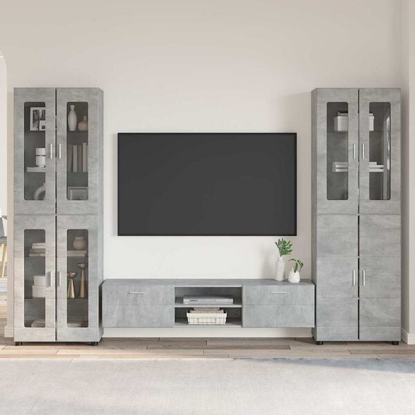 vidaXL TV Cabinet Set with Drawer Concrete Grey Engineered Wood