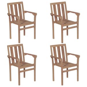vidaXL Stackable Garden Chairs 4 pcs Solid Teak Wood