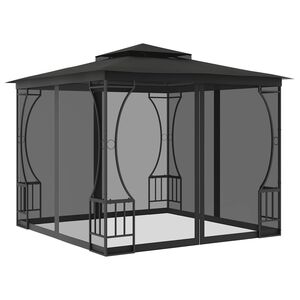 vidaXL Gazebo with Nets 300x300x265 cm Anthracite