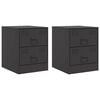 vidaXL Bedside Cabinets 2 pcs Black 34,5x39x44 cm Steel