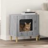 vidaXL Cat House Grey Sonoma 51 x 30 x 52 cm Engineered Wood
