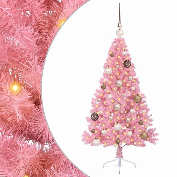vidaXL Artificial Pre-lit Christmas Tree with 150 LEDs Pink 120 cm PVC
