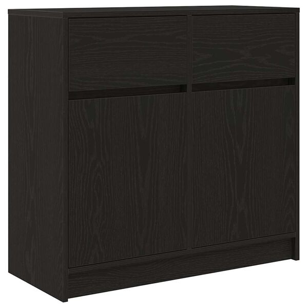 vidaXL Sideboard with Drawer Black Oak 80x34x76 cm Engineered Wood