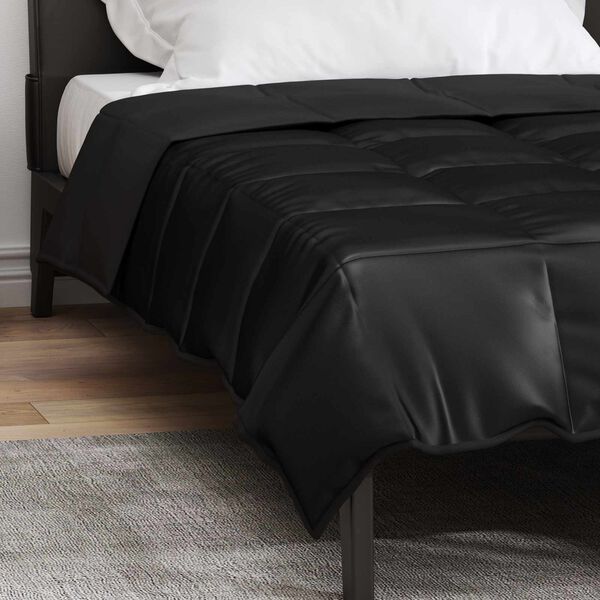vidaXL Full Year Duvet Black 140 x 200 cm Satin and Microfiber