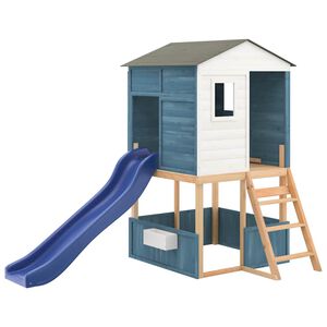 vidaXL Outdoor Playset White and Blue Solid Wood Fir