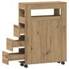 vidaXL Narrow Bathroom Cabinet with Wheels Artisian Oak Engineered Wood