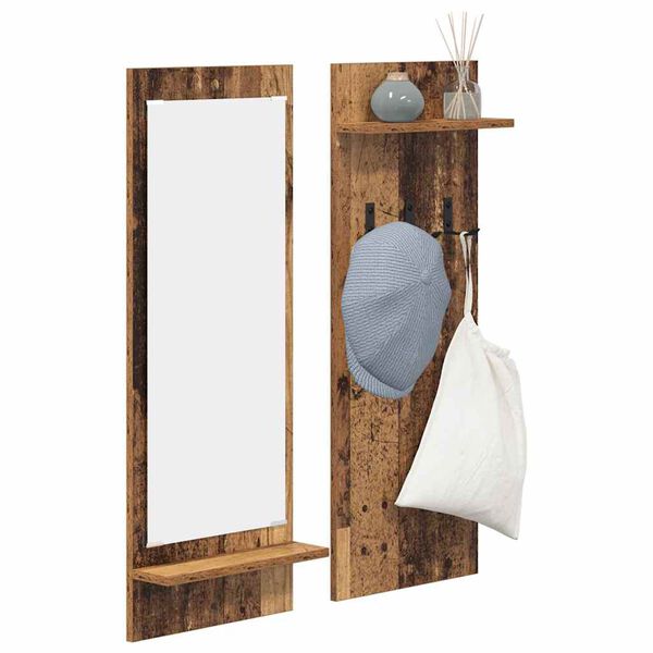 vidaXL Wall-Mounted Coat Rack Old Wood 70 x 10 x 90 cm Engineered wood