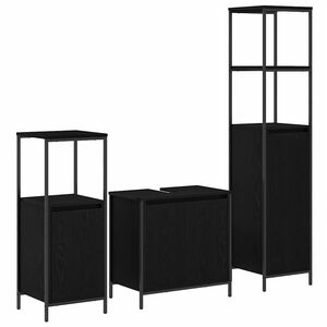 vidaXL Bathroom Furniture Set 3 pcs Black Oak Engineered Wood