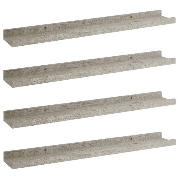 vidaXL Wall Shelves 4 pcs Concrete Grey 60x9x3 cm