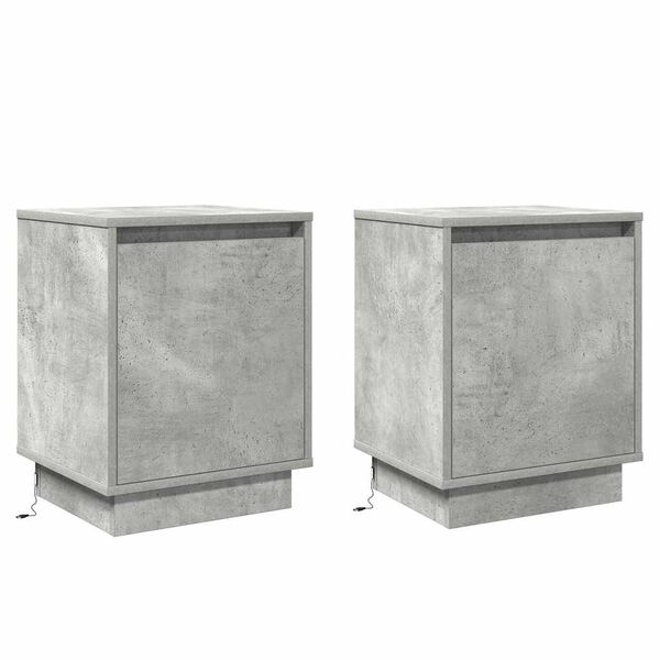 vidaXL Bedside Cabinet 2 pcs Concrete Grey 39 x 34.5 x 50 cm