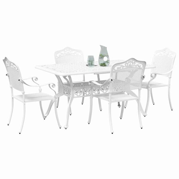 vidaXL Garden Dining Set 5 pcs White Aluminium