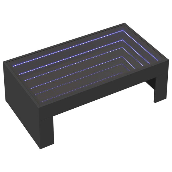 vidaXL Coffee Table with Infinity LED Black 90x50x30 cm
