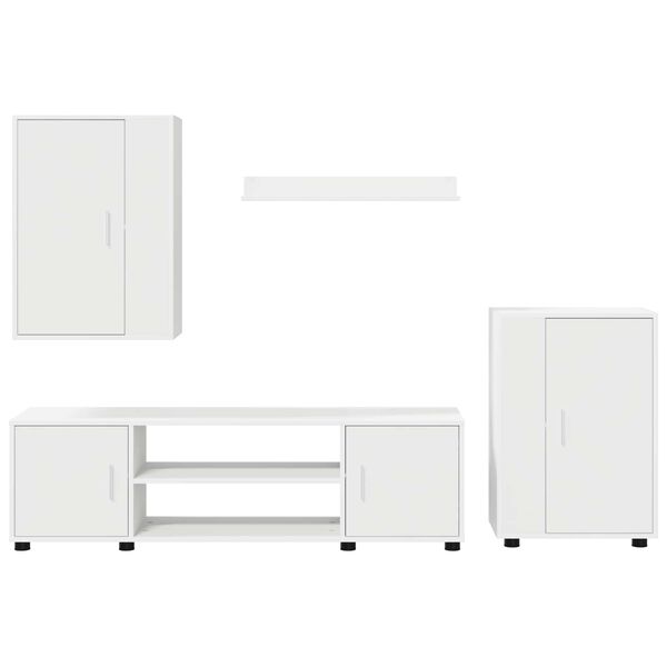 vidaXL TV Cabinet Set Wall-mounted 4 pcs White Engineered wood