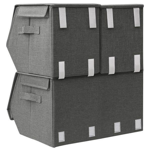 vidaXL Stackable Storage Box Set of 3 Pieces Fabric Anthracite