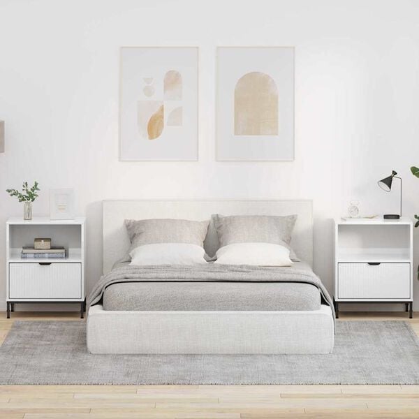 vidaXL Bedside Cabinet 2 pcs High gloss white 49 x 36 x 61 cm