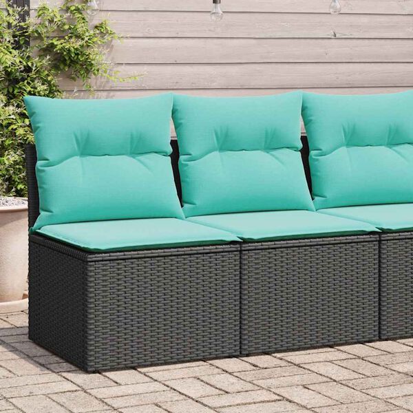 vidaXL 2 Piece Garden Sofa Set with Cushions Black Poly Rattan Acacia