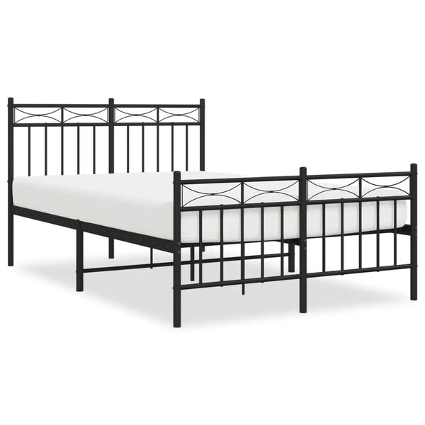 vidaXL Metal Bed Frame without Mattress with Footboard Black 120x190cm