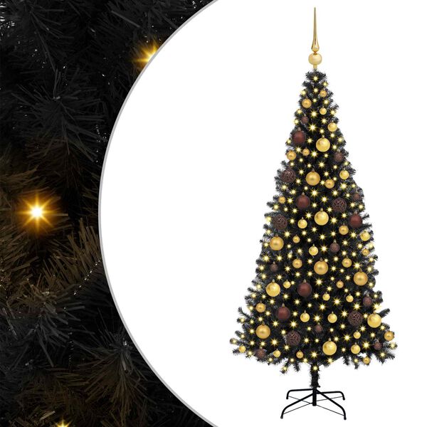 vidaXL Christmas Tree with 300 LEDs with Stand Black 180 cm PVC