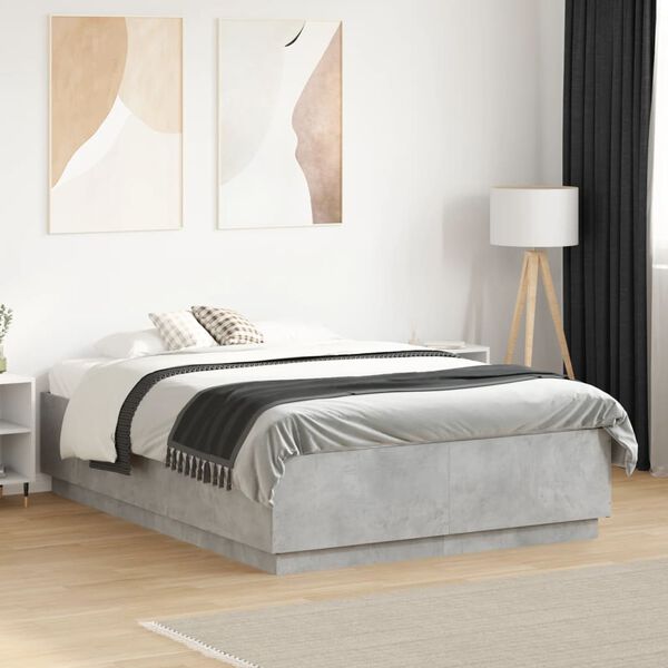 vidaXL Bed Frame without Mattress Concrete Grey 140x190 cm