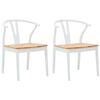 vidaXL Dining Chair 2 pcs Solid Rubber Wood White and Natural