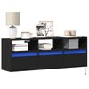 vidaXL TV Wall Cabinet with LED Lights Black 130x31x45 cm