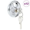 vidaXL Discus Locks with Keys 12 pcs Silver 7 x 2.4 x 7 cm
