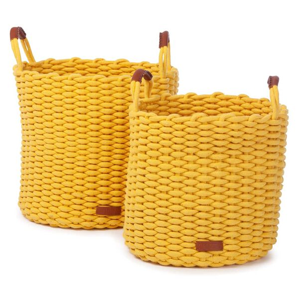KidsDepot 2 Piece Basket Set Korbo L Cotton Yellow