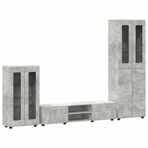 vidaXL TV Cabinet Set with Drawer FLORIN Concrete Grey Engineered Wood