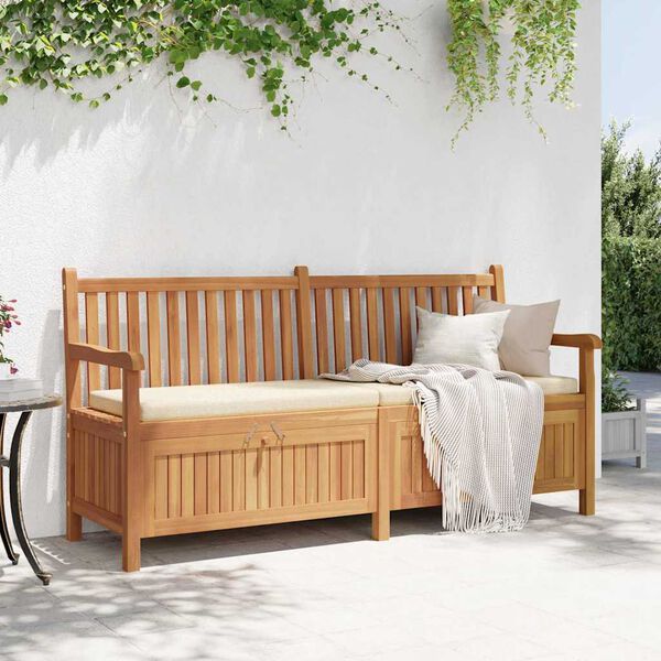 vidaXL Bench with Storage Brown 180 x 60 x 90 cm Solid Teak Wood
