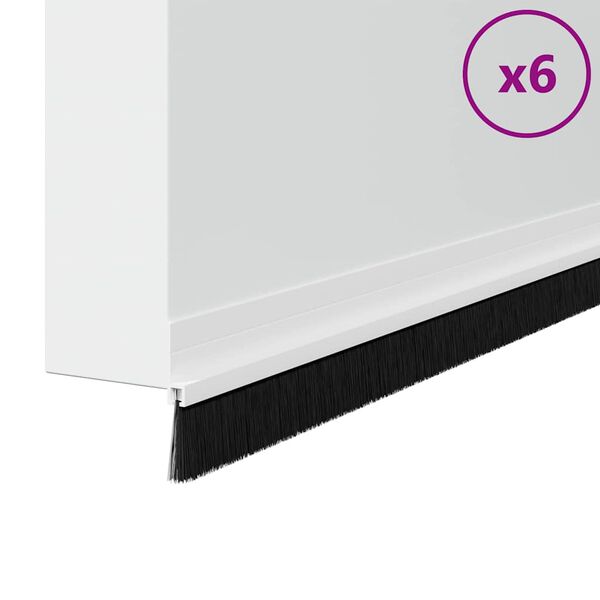 vidaXL Self-adhesive Door Brush Seals 6 pcs White 100 cm