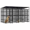 vidaXL Outdoor Dog Kennel with Roof Steel 7.37 m&sup2;