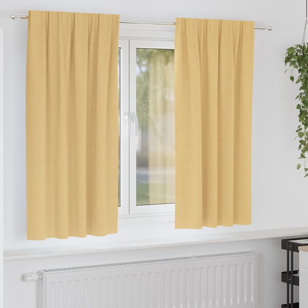 vidaXL Blackout Curtains with Rings 2 pcs Beige 175 x 140 cm Polyester
