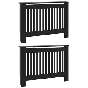 vidaXL Radiator Cover 2 pcs Black 112 x 19 x 81.5 cm Engineered Wood