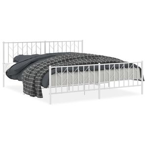 vidaXL Metal Bed Frame without Mattress with Footboard&nbsp;White 183x213cm