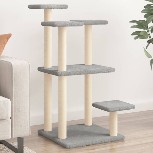 vidaXL Cat Scratching Posts with Platforms Light Grey 98.5 cm