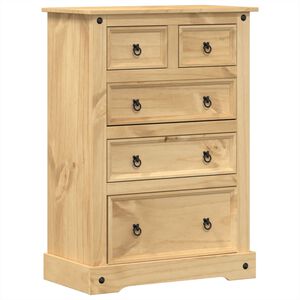 vidaXL Chest of Drawers "Corona" 80x43x114 cm Solid Wood Pine
