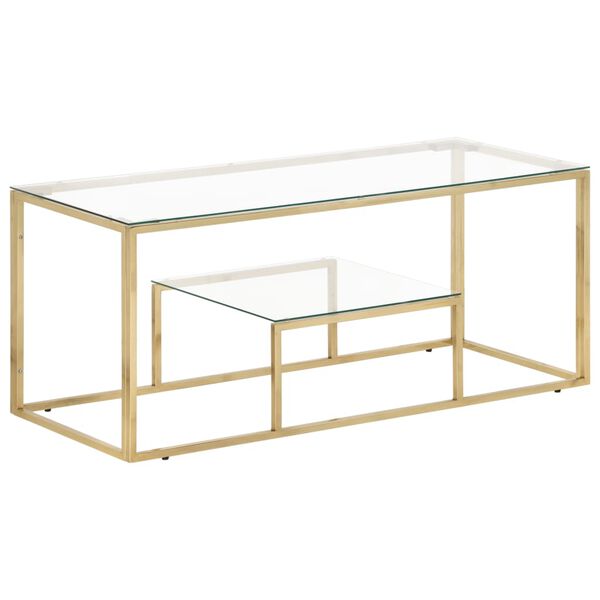 vidaXL Coffee Table Gold Stainless Steel and Tempered Glass