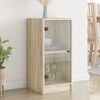 vidaXL Side Cabinet with Glass Doors Sonoma Oak 35x37x75.5 cm