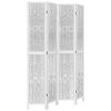 vidaXL Room Divider 4 Panels White Solid Wood Paulownia