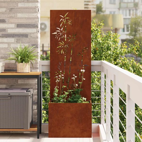 vidaXL Garden Privacy Screen Floral Rusty 50 x 150 cm Weathering steel