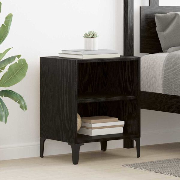 vidaXL Bedside Cabinet 2 pcs Black Oak 40 x 30 x 50 cm Engineered Wood